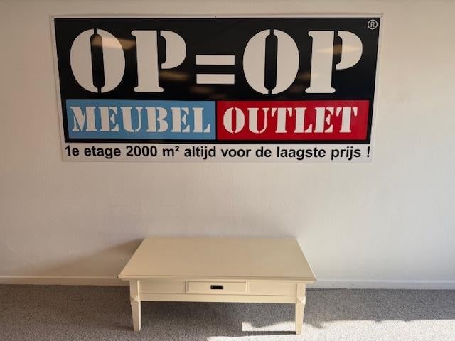 salontafel landelijk creme met lade, Ophalen, Gebruikt, 100 tot 150 cm, Modern, retro, vintage, industrieel, landelijk, tijdloos