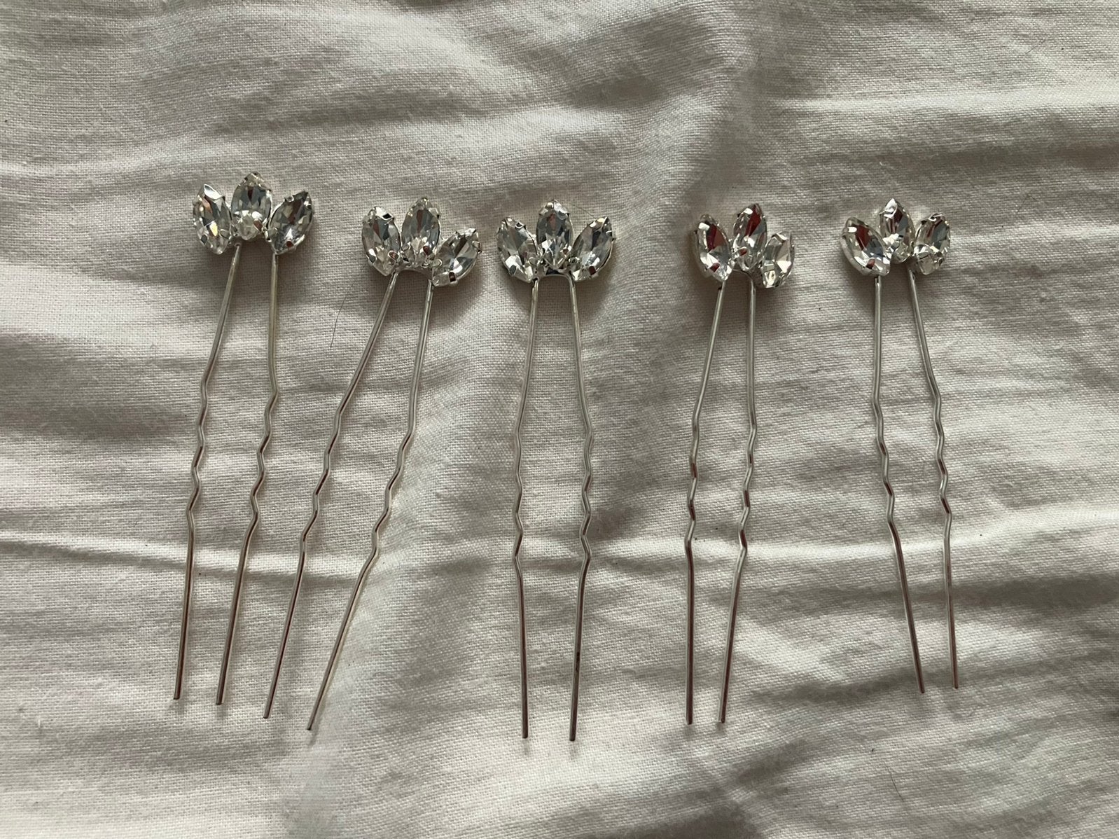5 Haarspelden met steentjes, Ophalen of Verzenden, Zo goed als nieuw, Zilver, Accessoires