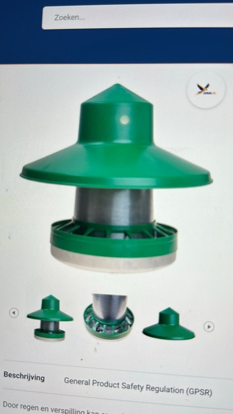Junai Verzinkte Voersilo 10KG met regenscherm, Ophalen, Nieuw, Drinken en Voederen