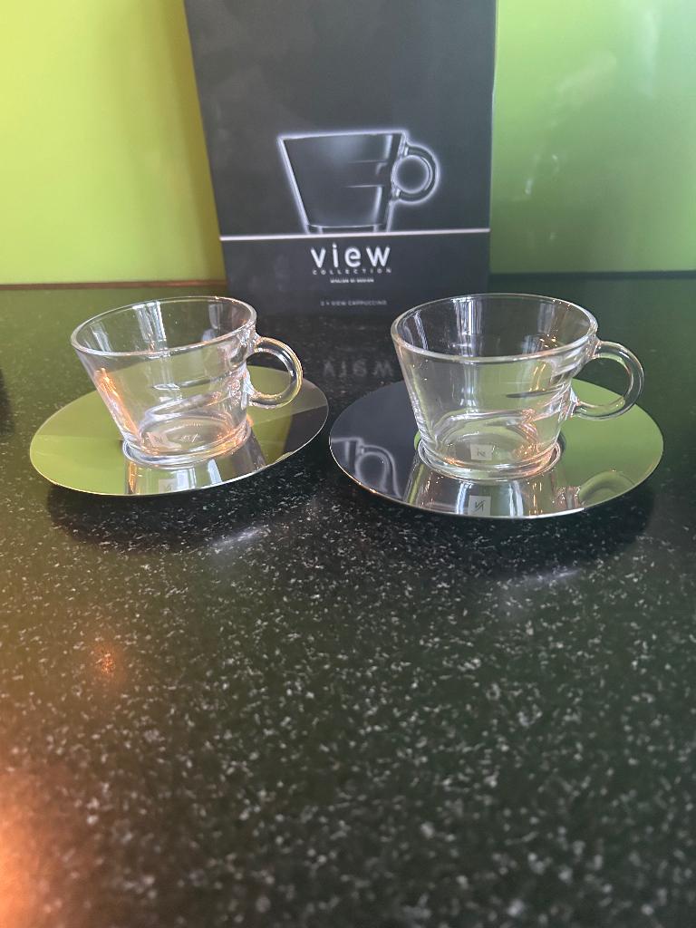 Cappuccino koffie set Nespresso nieuw kop en schotel, Huis en Inrichting, Keuken | Servies, Nieuw, Ophalen of Verzenden, Glas