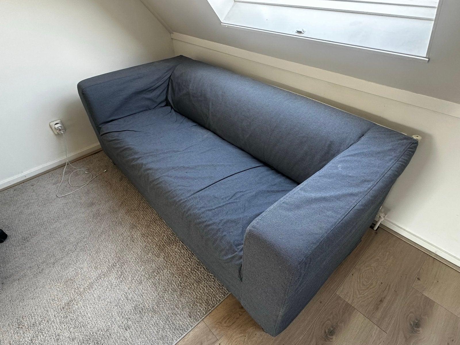 Klippan bank  donkergrijze hoes, Huis en Inrichting, Ophalen, Gebruikt, Driepersoons, 75 tot 100 cm