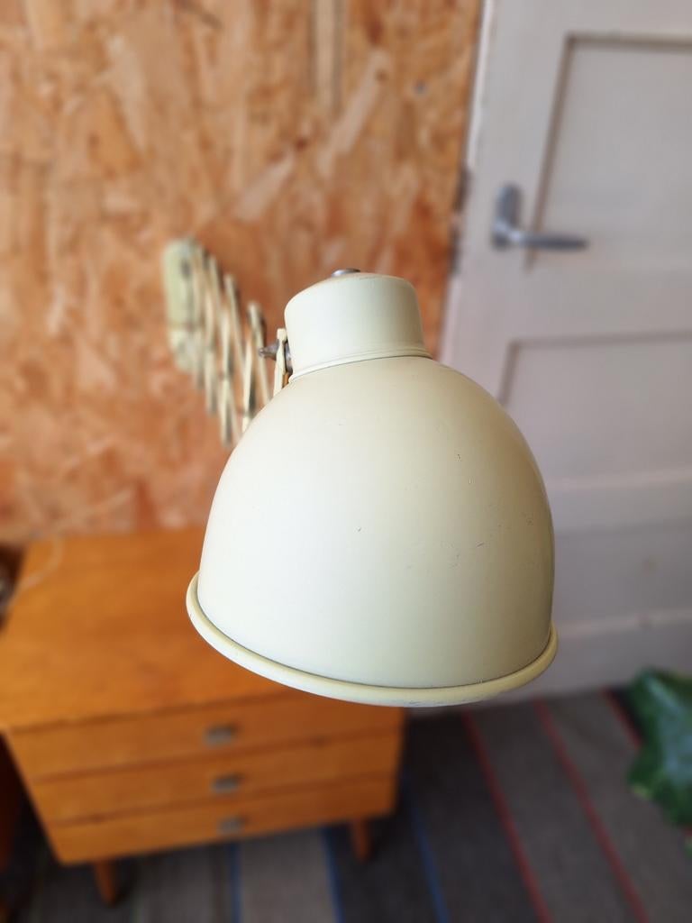 Vintage Industriële schaarlamp, Bauhaus style, bureau lamp, Gebruikt, Vintage, Ophalen of Verzenden, Metaal