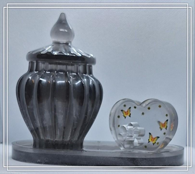 Urn, hart klein, dienblad Nieuw Epoxy Set Zwart Shimmer, Ophalen of Verzenden, Nieuw