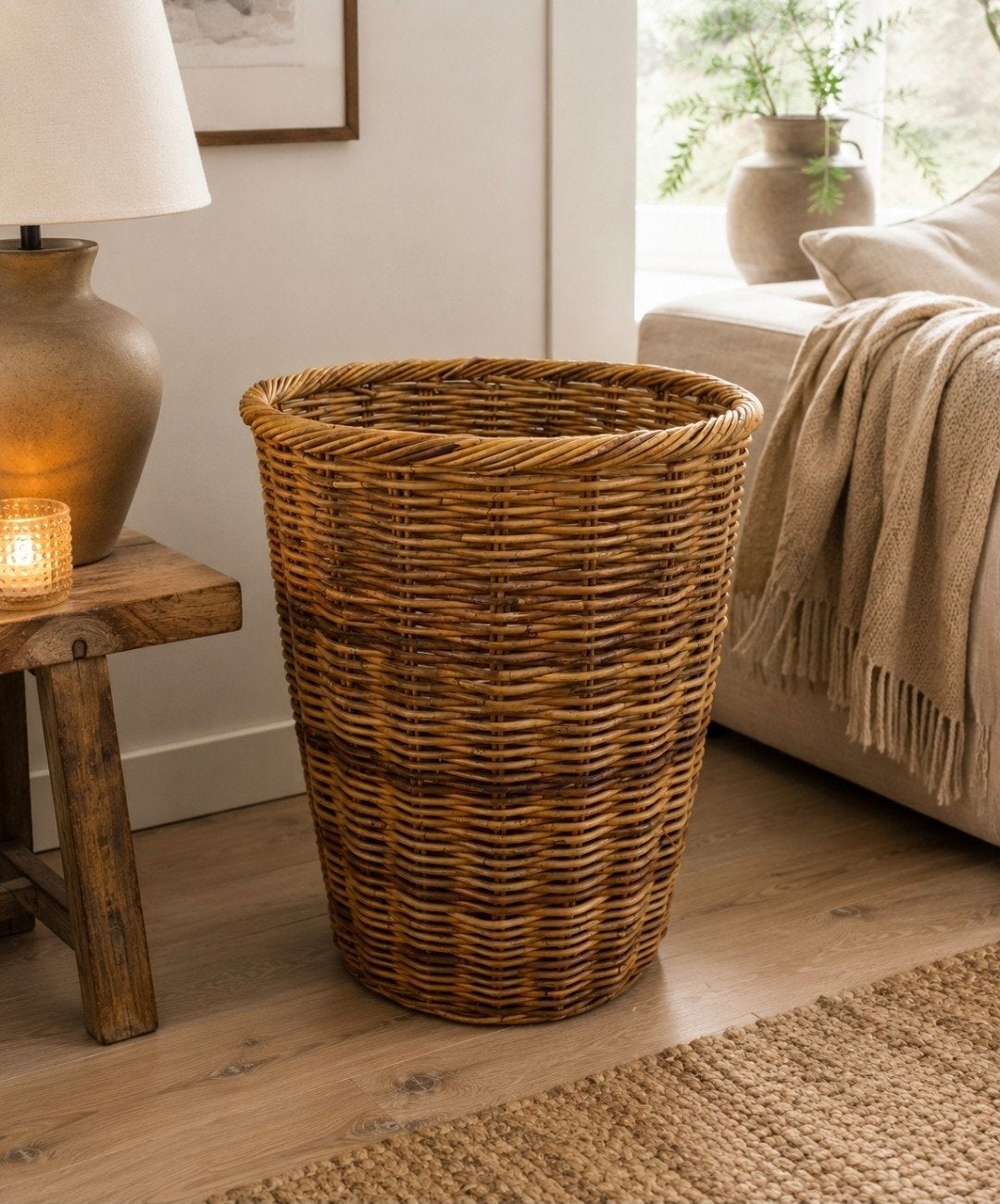 Rotan mand 55 cm diep en 68 cm hoog, Ophalen, Gebruikt