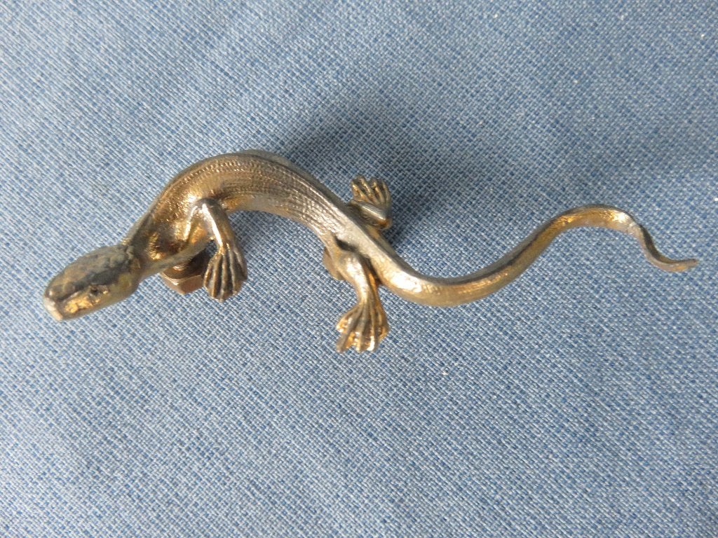 Antieke vuur vergulde hagedis beslag – ca. 1900, Ophalen of Verzenden
