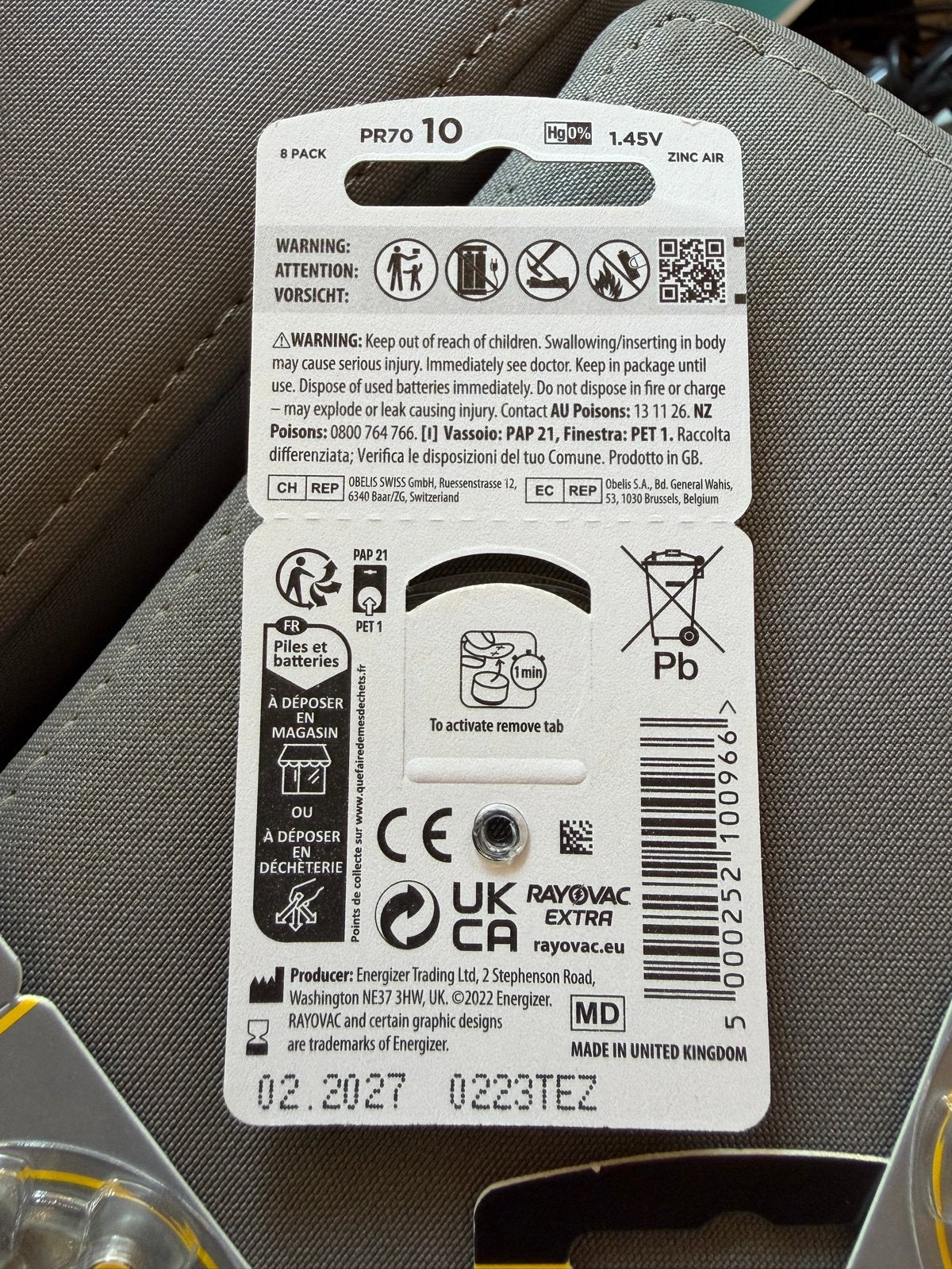 Rayovac Extra Gehoorapparaat Batterijen Maat 10 (8-pack), Ophalen, Nieuw