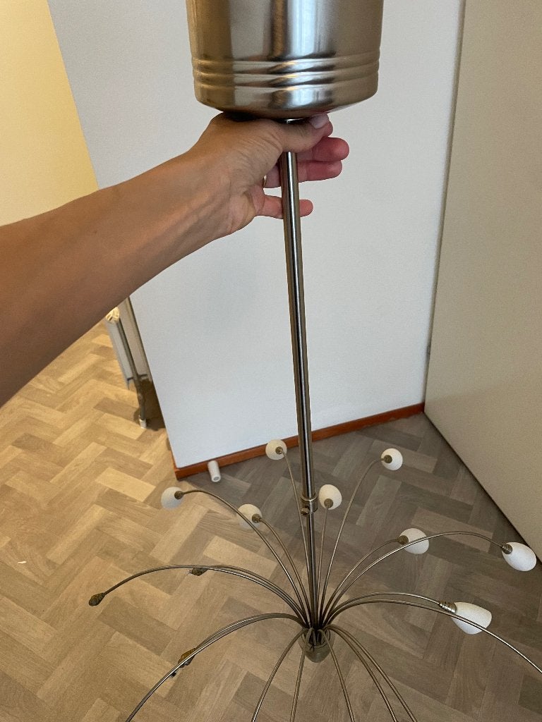Hanglamp (2x) rvs, Ophalen, Gebruikt, Glas, Minder dan 50 cm