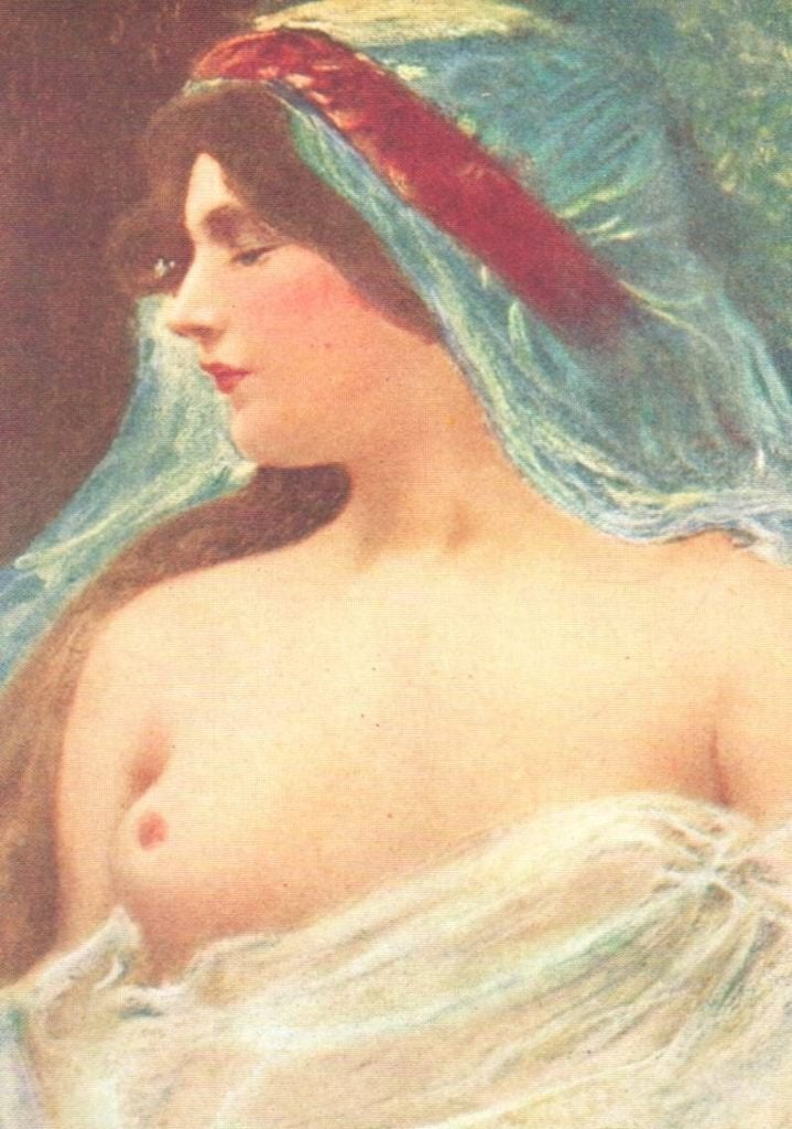 Eine Schone frau 1914 -met blote borst., Ophalen, 1920 tot 1940, Ongelopen, Cultuur en Media