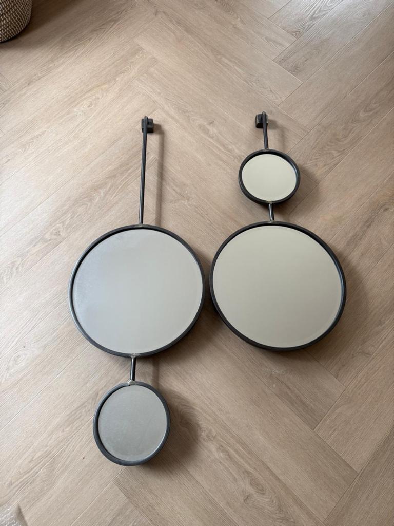 BePureHome Chain Dubbele Wandspiegel Zwart Metaal, Ophalen, 100 tot 150 cm, Rond, Zo goed als nieuw