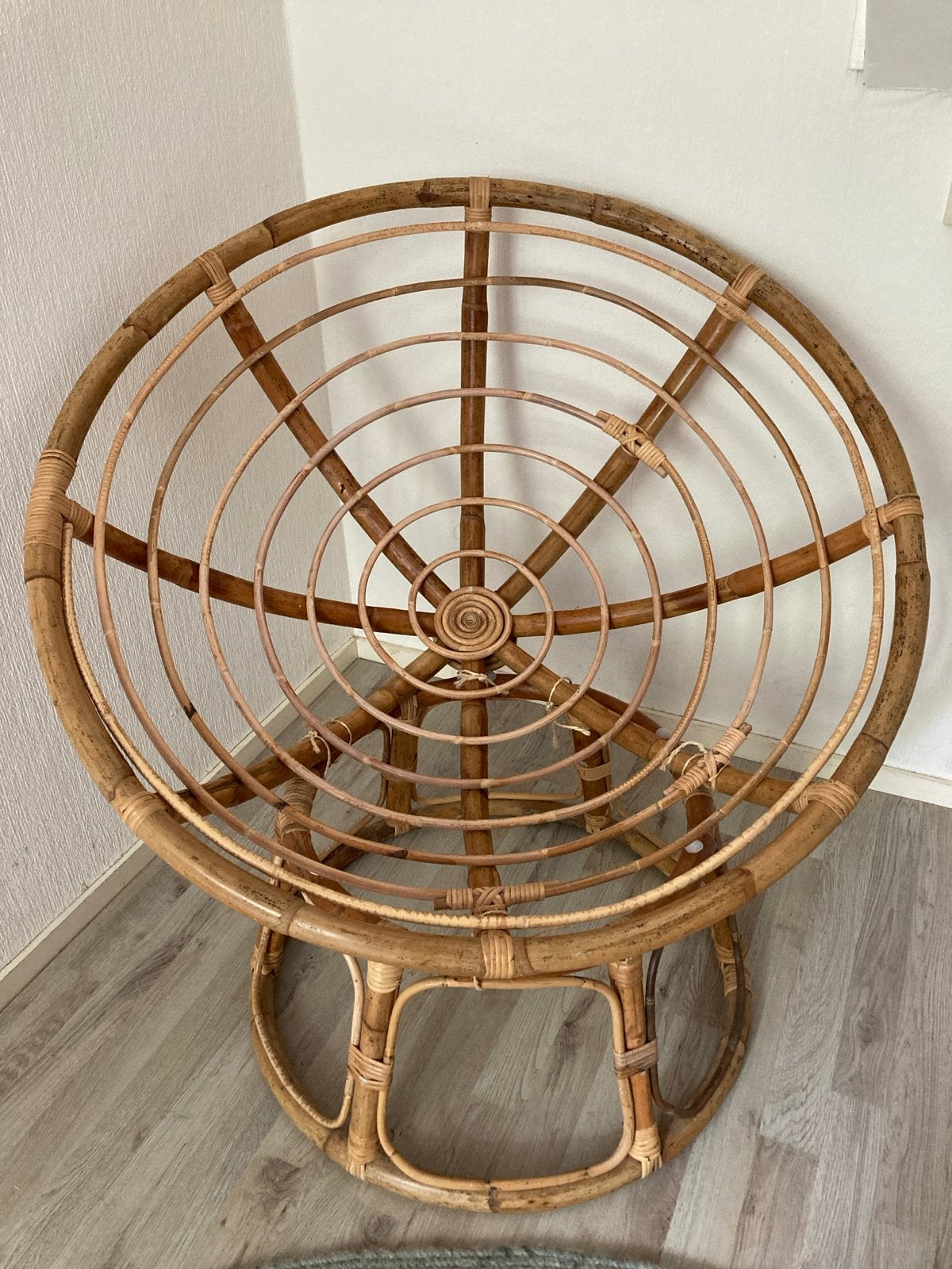 Rotan Papasan Stoel zonder kussen, Ophalen, Gebruikt, Bruin, Riet of Rotan