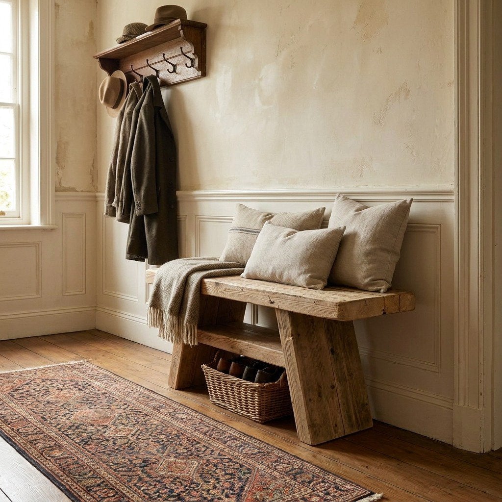 Oldwood houten dikke bankjes, ook voor buiten ! Sidetable, Ophalen, Zo goed als nieuw, 25 tot 50 cm, Rechthoekig