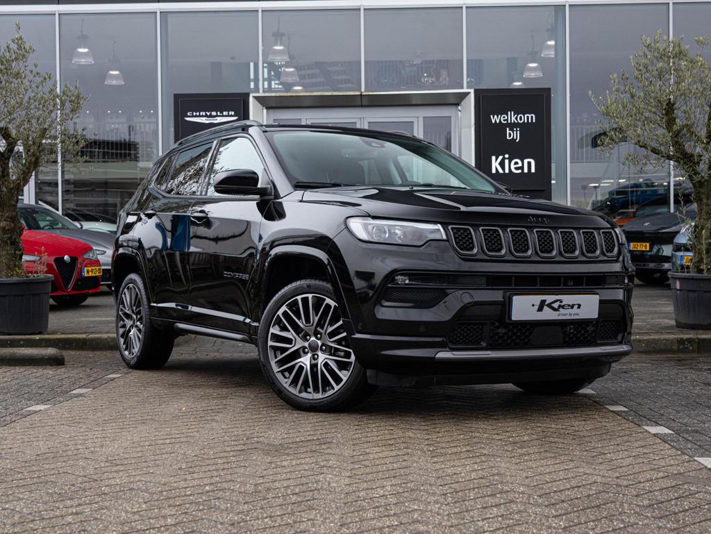 Jeep Compass 1.5T e-Hybrid S | Lederen bekleding met memory|, Auto's, Jeep, Gebruikt, Euro 6, 4 cilinders, Zwart