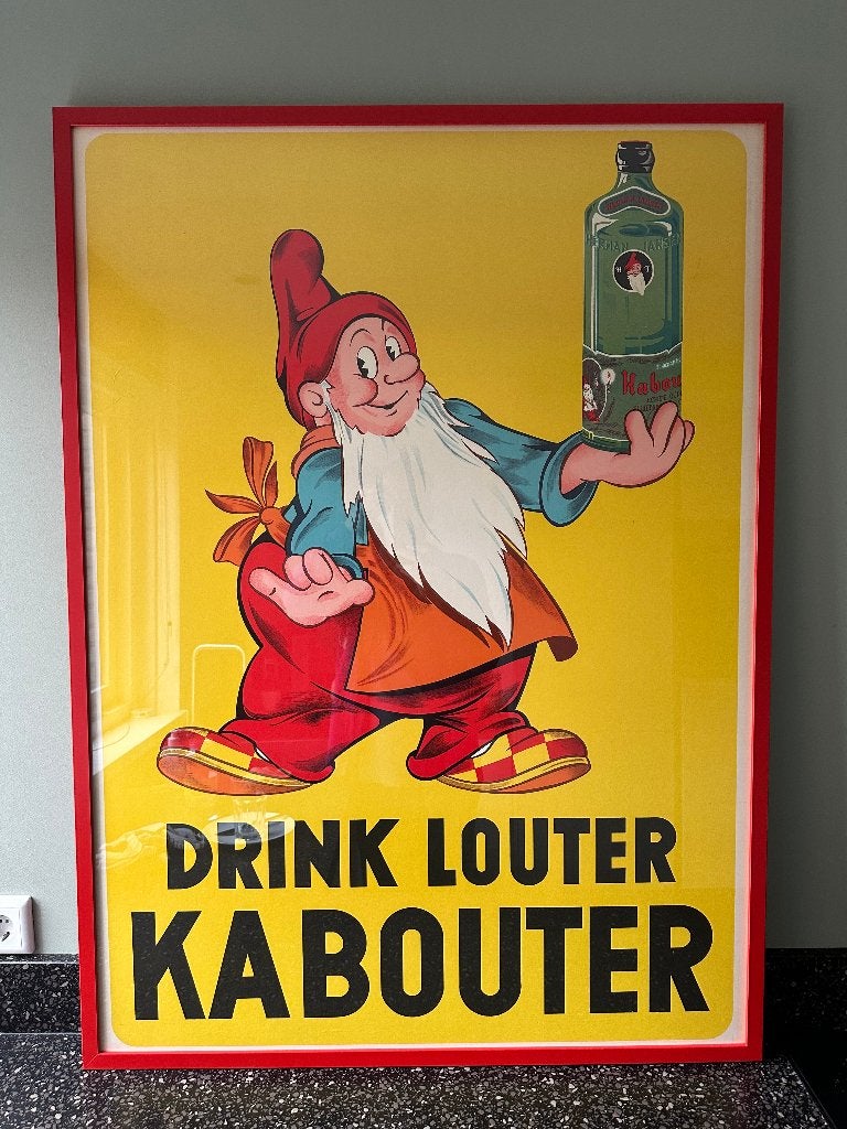 DRINK LOUTER KABOUTER affiche poster in lijst., Verzamelen, Ophalen, Gebruikt, Overige typen