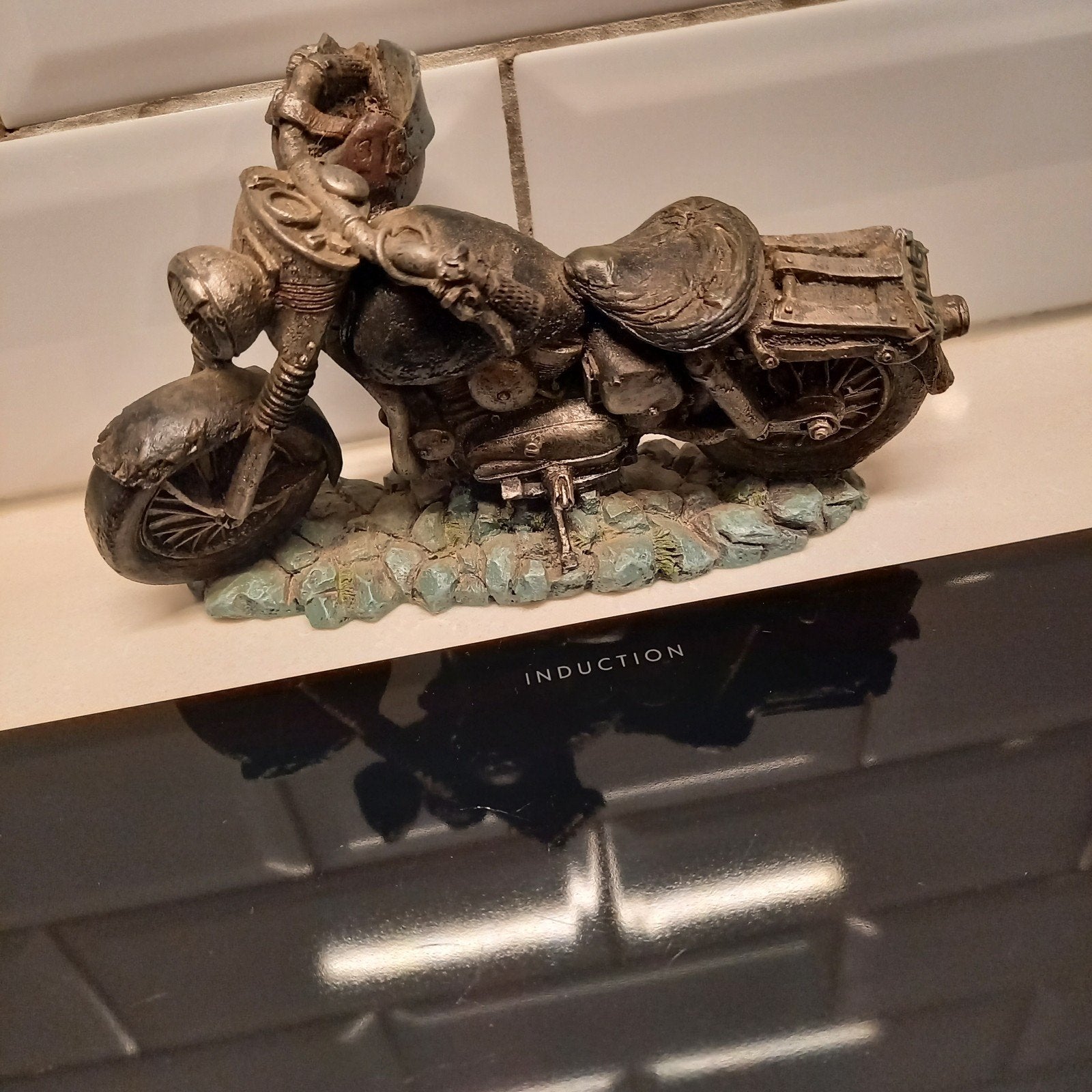 Stoer Decoratie Beeldje / Miniatuur Motor Vintage Biker, Verzenden