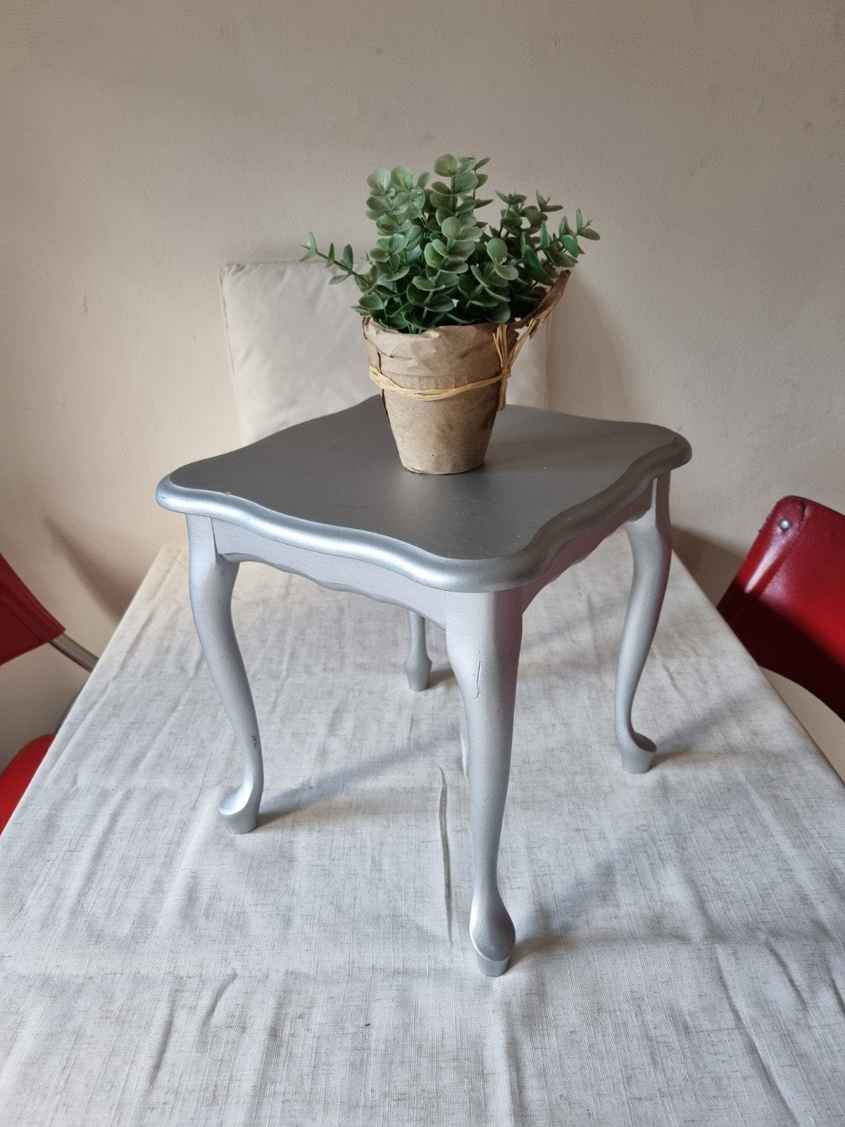 vintage zilverkleurige bijzettafel, Ophalen, Rechthoekig, Minder dan 55 cm, Minder dan 45 cm