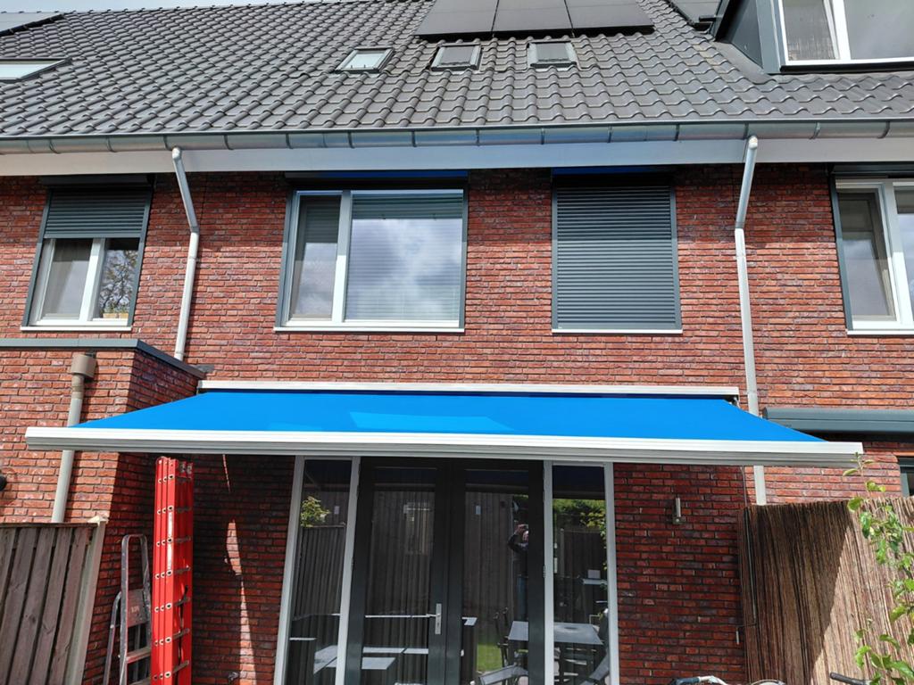 Zonnescherm handmatig, Tuin en Terras, Zonneschermen, Ophalen, Gebruikt, Knikarmscherm