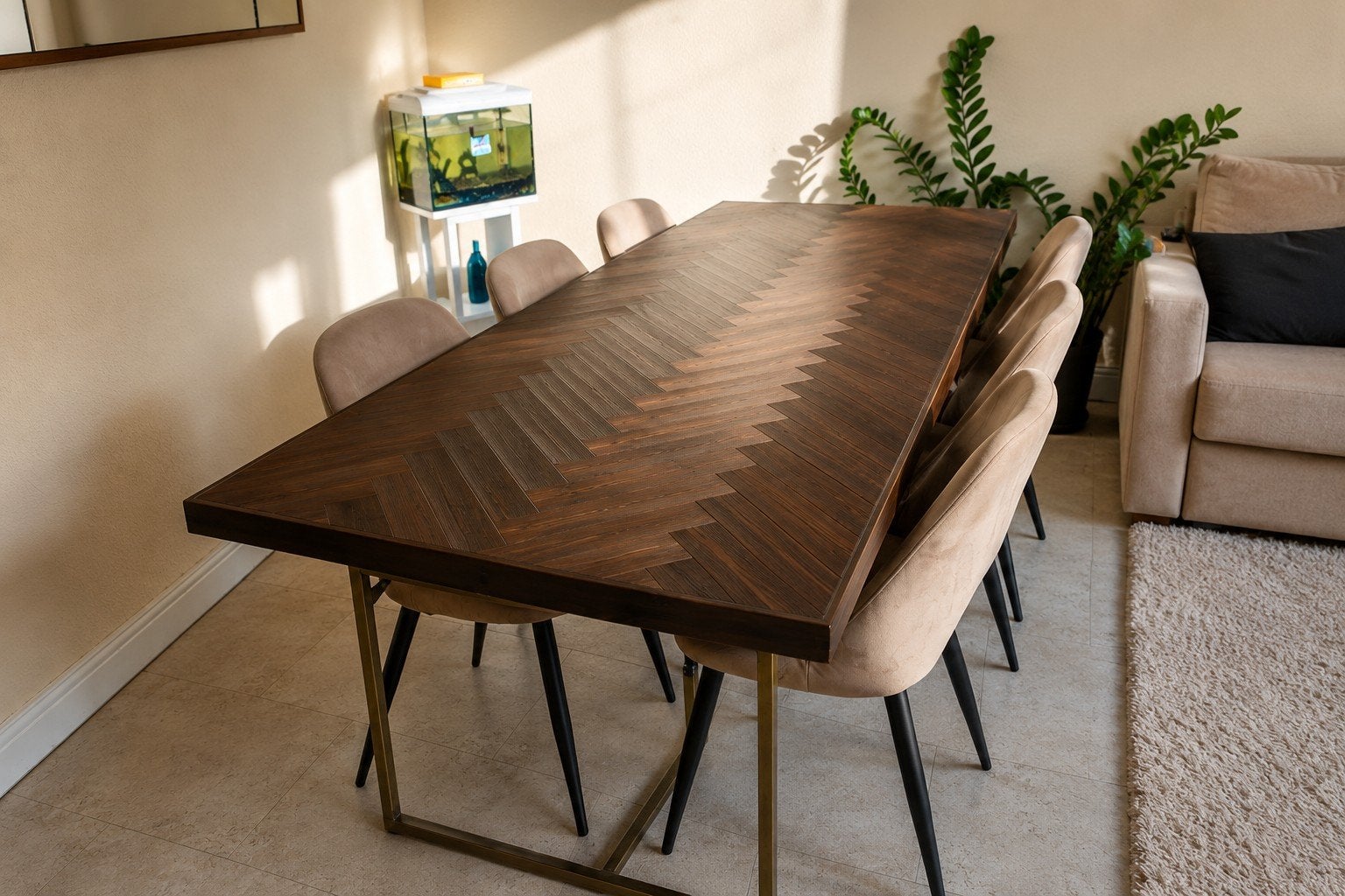 Dutchbone Class eettafel 220 x 90 cm (evt met 6 stoelen), Huis en Inrichting, Tafels | Eettafels, Ophalen, Gebruikt, 200 cm of meer