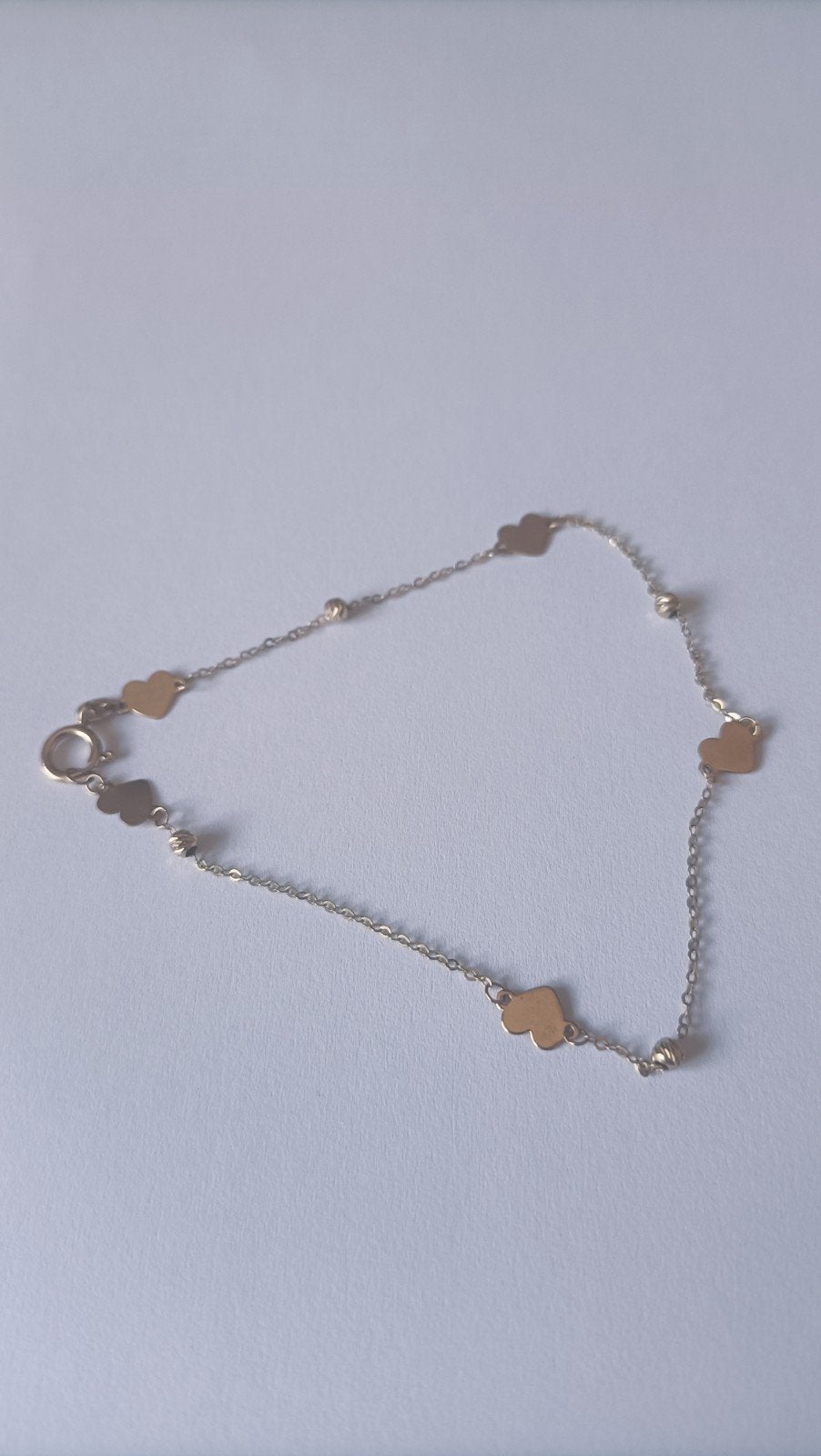 Oude fijne gouden armband met hartjes, 9 krt, Sieraden, Tassen en Uiterlijk, Antieke sieraden, Verzenden, Goud, Armband