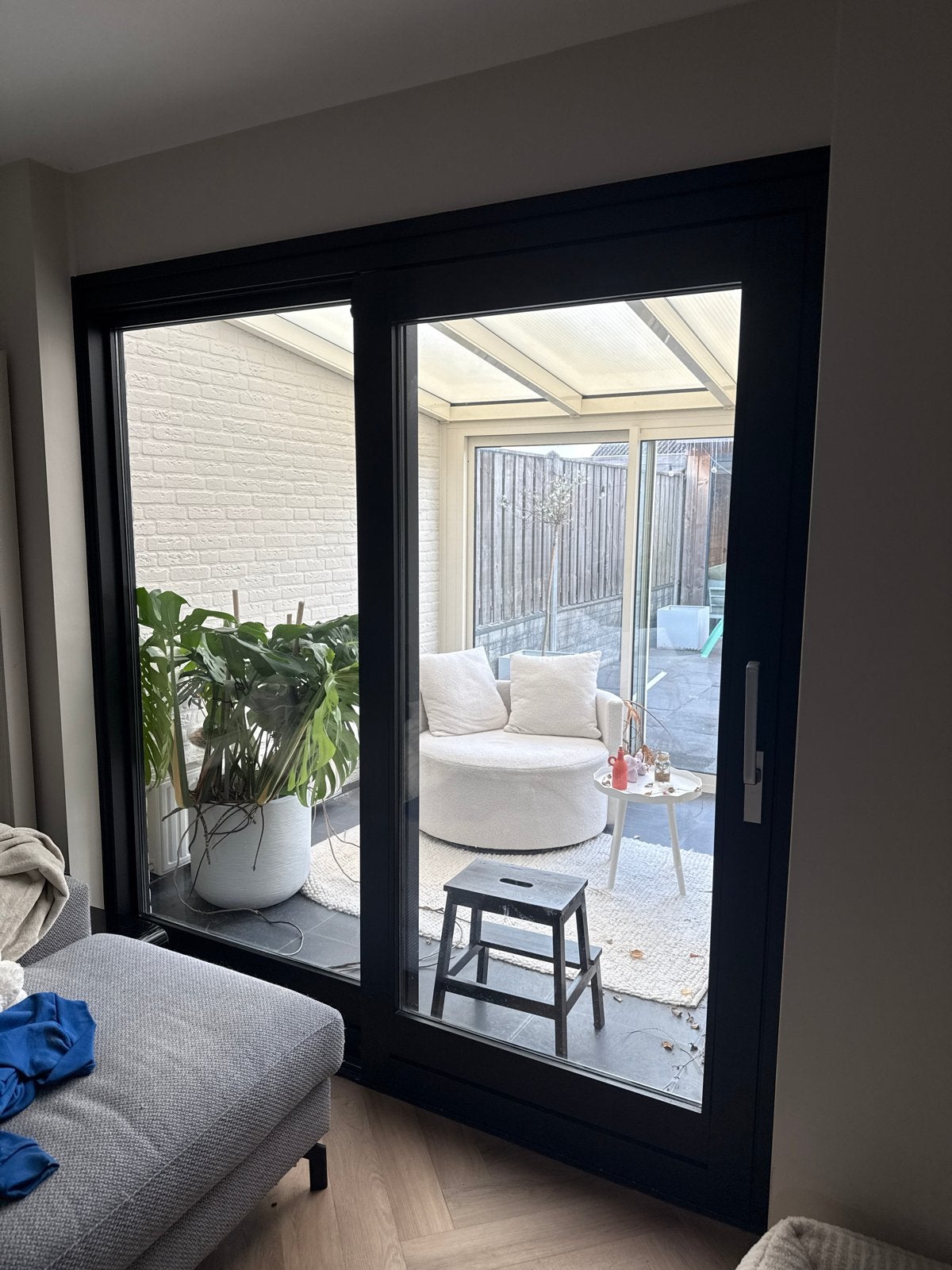 Schuifpui 220x205 cm, zwart, dubbelglas, Doe-het-zelf en Verbouw, Glas en Ramen, Ophalen, Gevelraam of Ruit, 160 cm of meer, Zo goed als nieuw