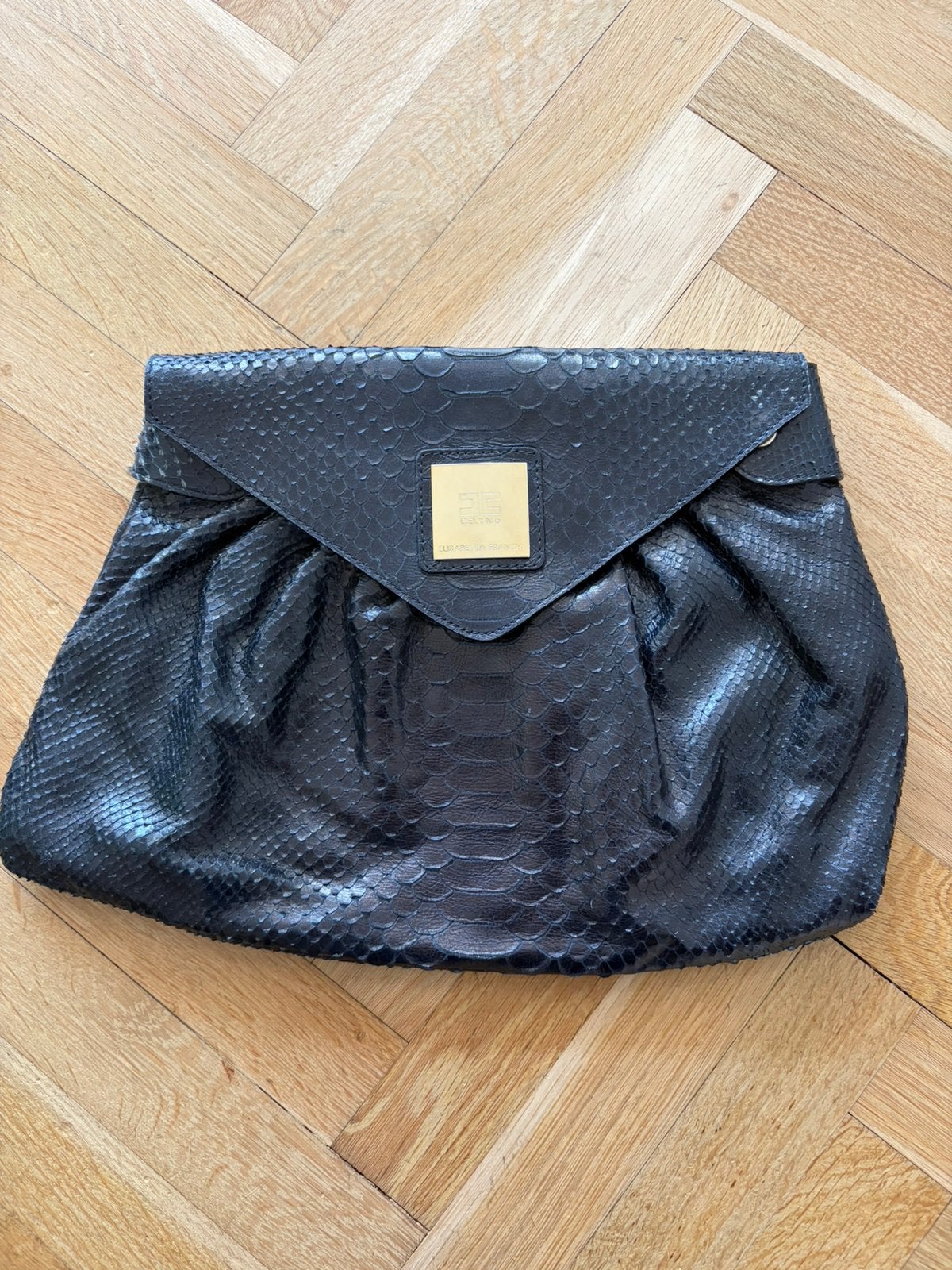 Donkerblauwe clutch Elisabetta Franchi, Sieraden, Tassen en Uiterlijk, Verzenden, Zo goed als nieuw, Zwart