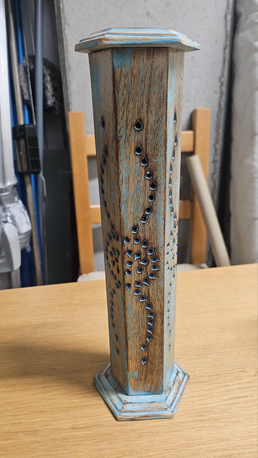 Houten wierookbrander - Blauw/Bruin - Vintage stijl, Ophalen, Meerkleurig, Zo goed als nieuw, Vintage
