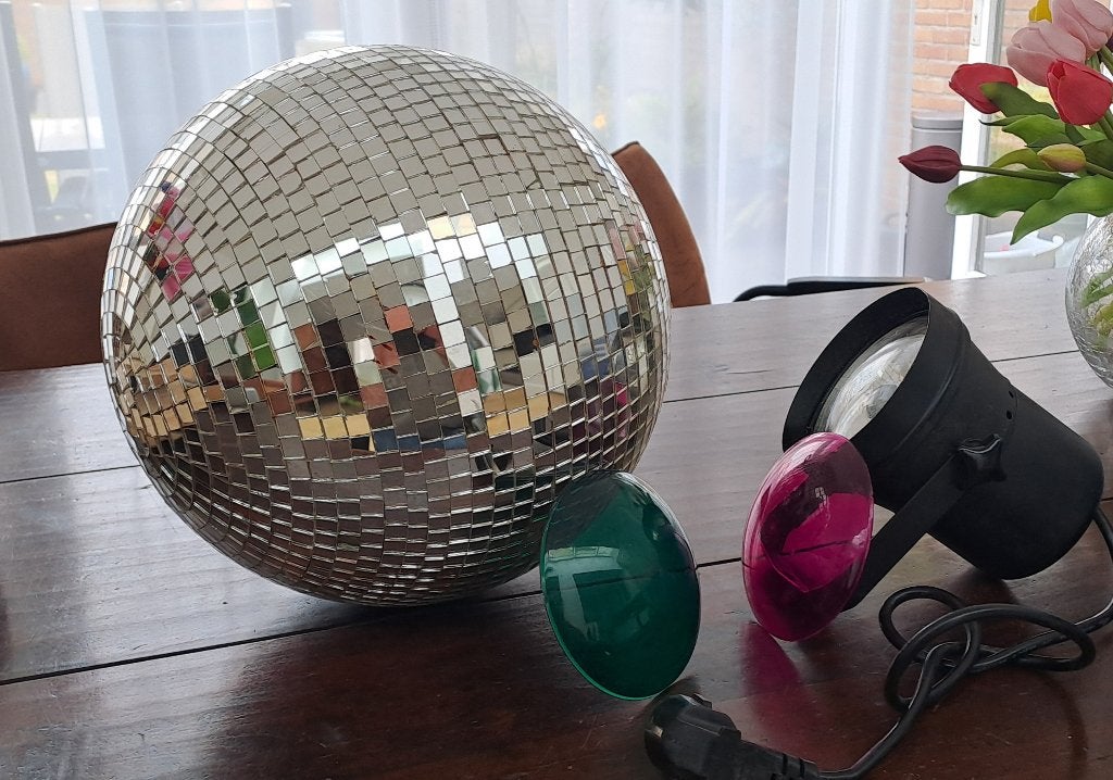 Spiegelbol d=30cm met par 36 spot, Muziek en Instrumenten, Licht en Laser, Ophalen of Verzenden, Gebruikt, Discobol