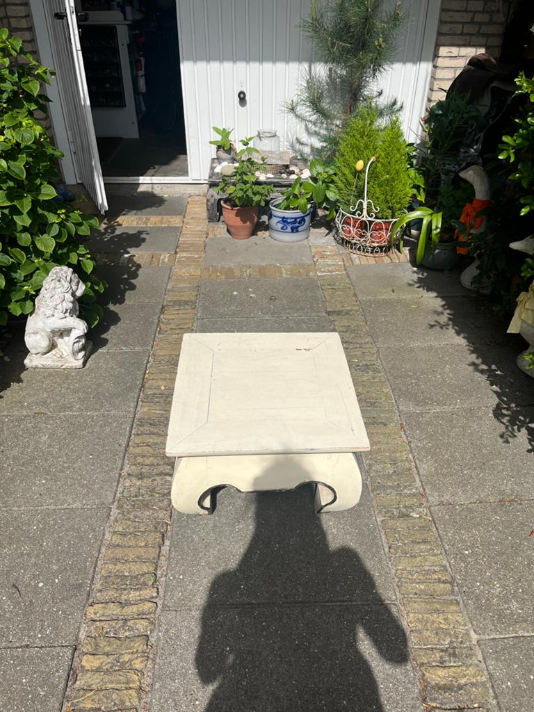 Lage Balinese tafel - Crèmekleurig 50x50x36 h, Ophalen, Gebruikt, Vierkant, 50 tot 100 cm