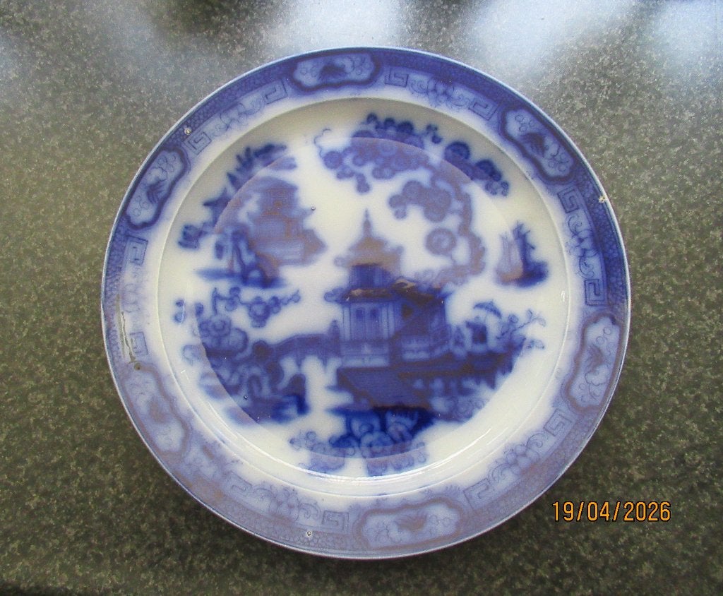 ANTIEK GROOT BORD/ SCHOTEL -REGOUT -HINDOSTAN PATROON- 1850, Ophalen of Verzenden