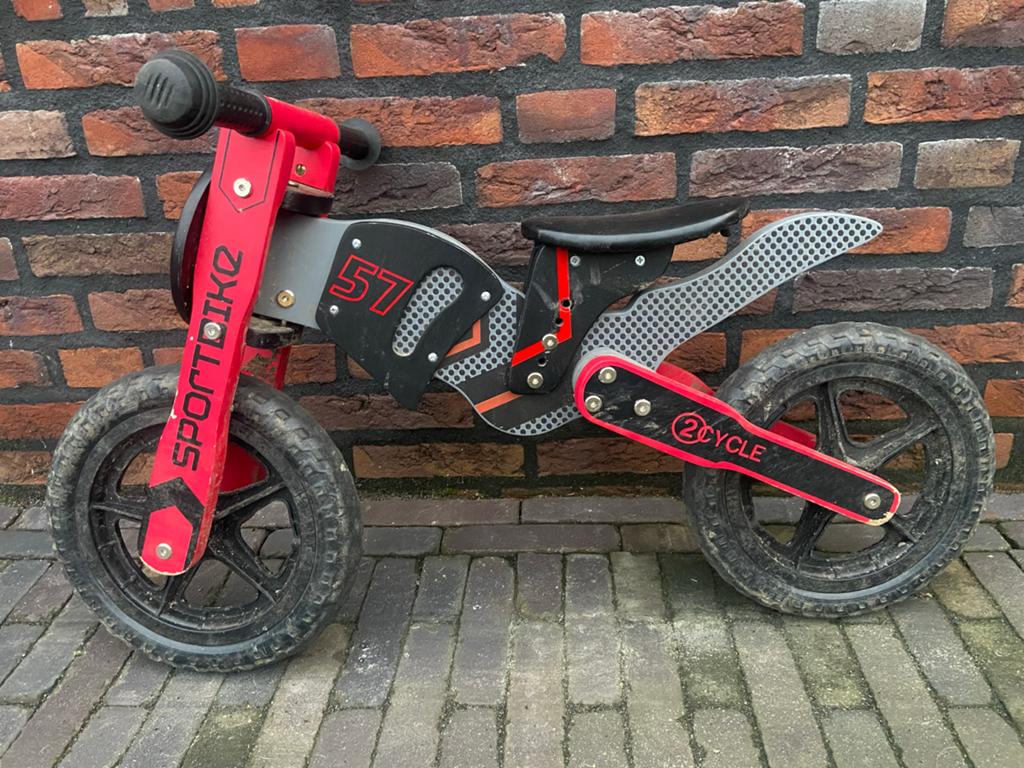2Cycle Motor Loopfiets - Hout - Rood - Sportbike 57, Ophalen, Gebruikt, Loopfiets