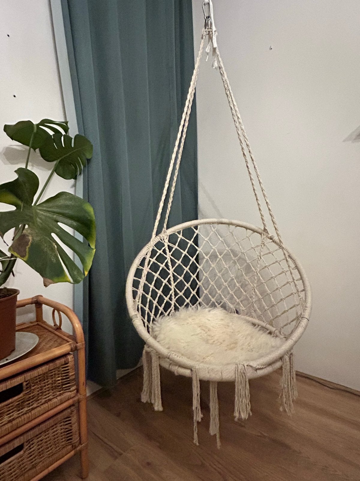 Hangstoel Macramé, Ophalen, Wit, Zo goed als nieuw, Eén