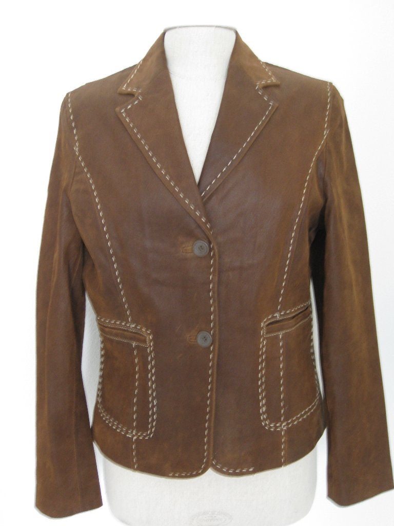 Colbert / jasje bruin leer/pilotenleer gevoerd maat 40 nieuw, Kleding | Dames, Jasjes, Kostuums en Pakken, Maat 38/40 (M), Bruin