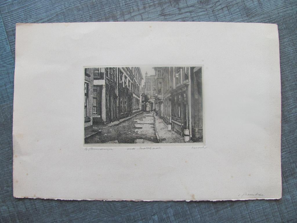 Willem Minderman (1910-1985) - 2 etsen Den Haag, Antiek en Kunst, Kunst | Etsen en Gravures, Origineel, Stadsgezicht, 22 cm, Ophalen of Verzenden