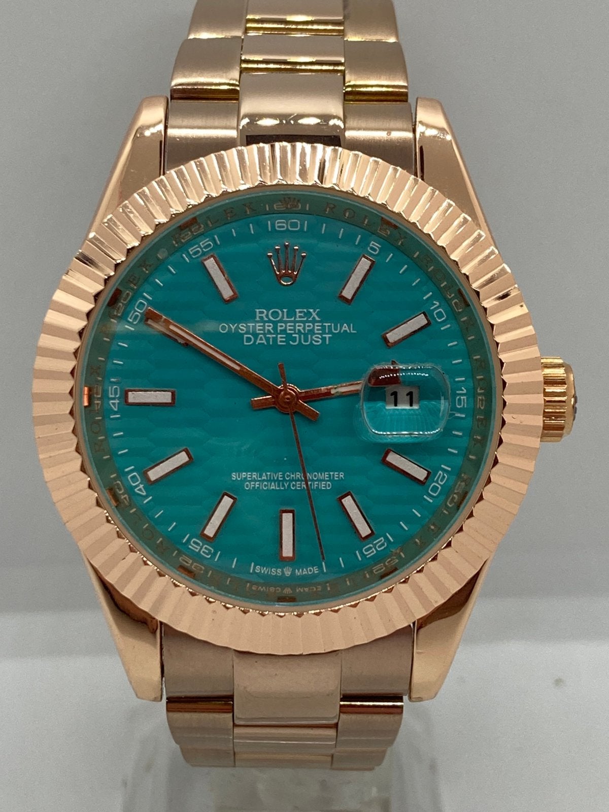 ROL DJ AUTO roségoud met Tiffany dial, Ophalen of Verzenden, Waterdicht, Nieuw, Roze