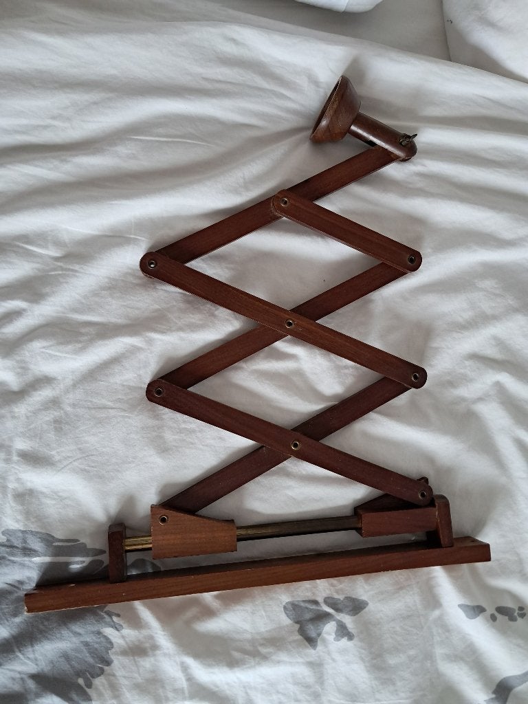 Schaarlamp zonder snoer en zonder fitting, Huis en Inrichting, Lampen | Wandlampen, Ophalen of Verzenden, Gebruikt, Hout, Retro
