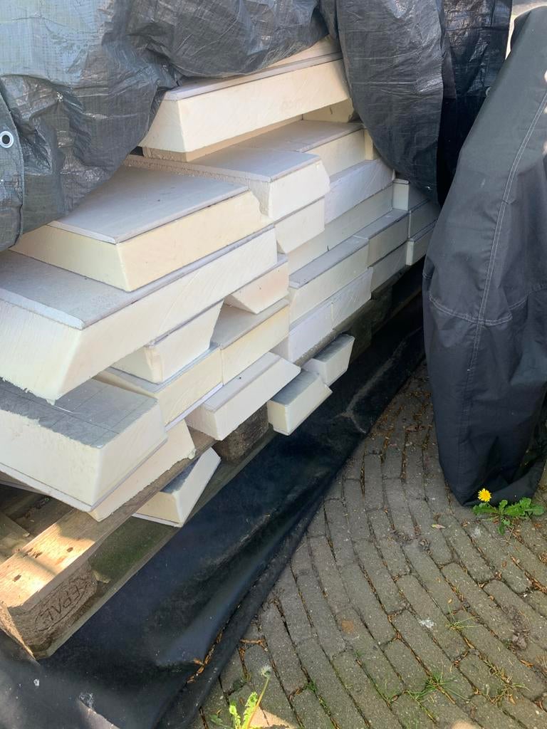 PIR isolatieplaten met gips (resten en hele platen) + folie, Ophalen, Dakisolatie, Hardschuim (Pir), 8 tot 12 cm