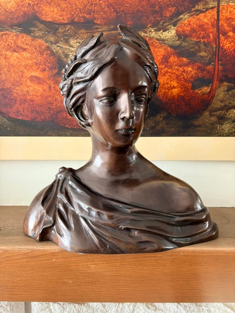 Bronzen klasieke buste, Ophalen of Verzenden