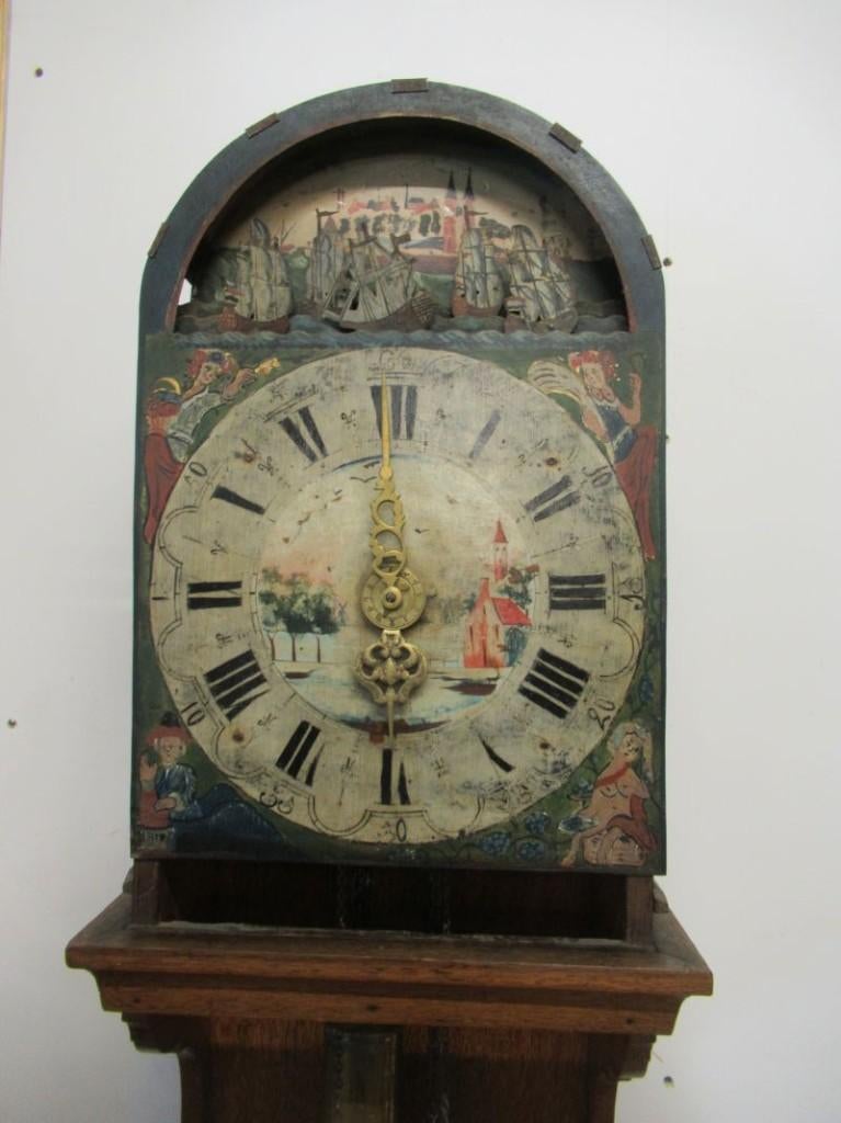 Oer 11767 ANTIEKE 18e eeuwse kortstaart met bootjesmechaniek, Antiek en Kunst, Antiek | Klokken, Ophalen