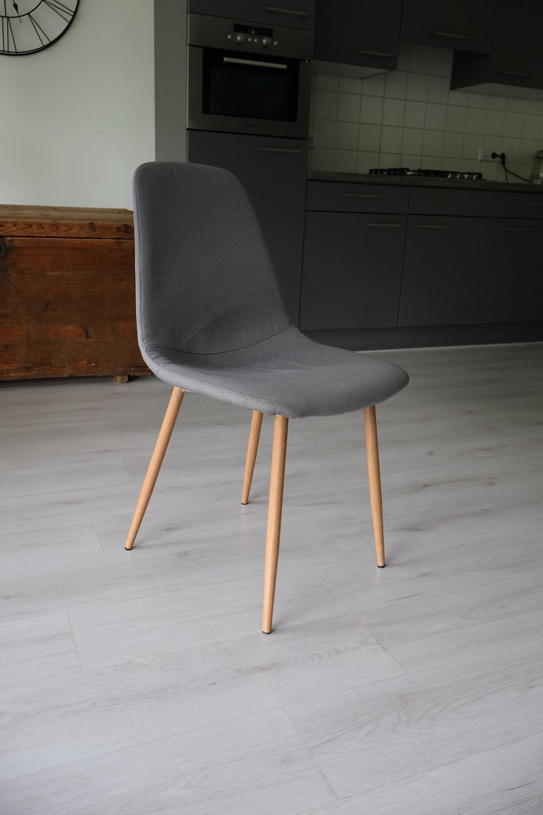 4x eetkamerstoel Jonstrup, Ophalen, Gebruikt, Grijs, Stof