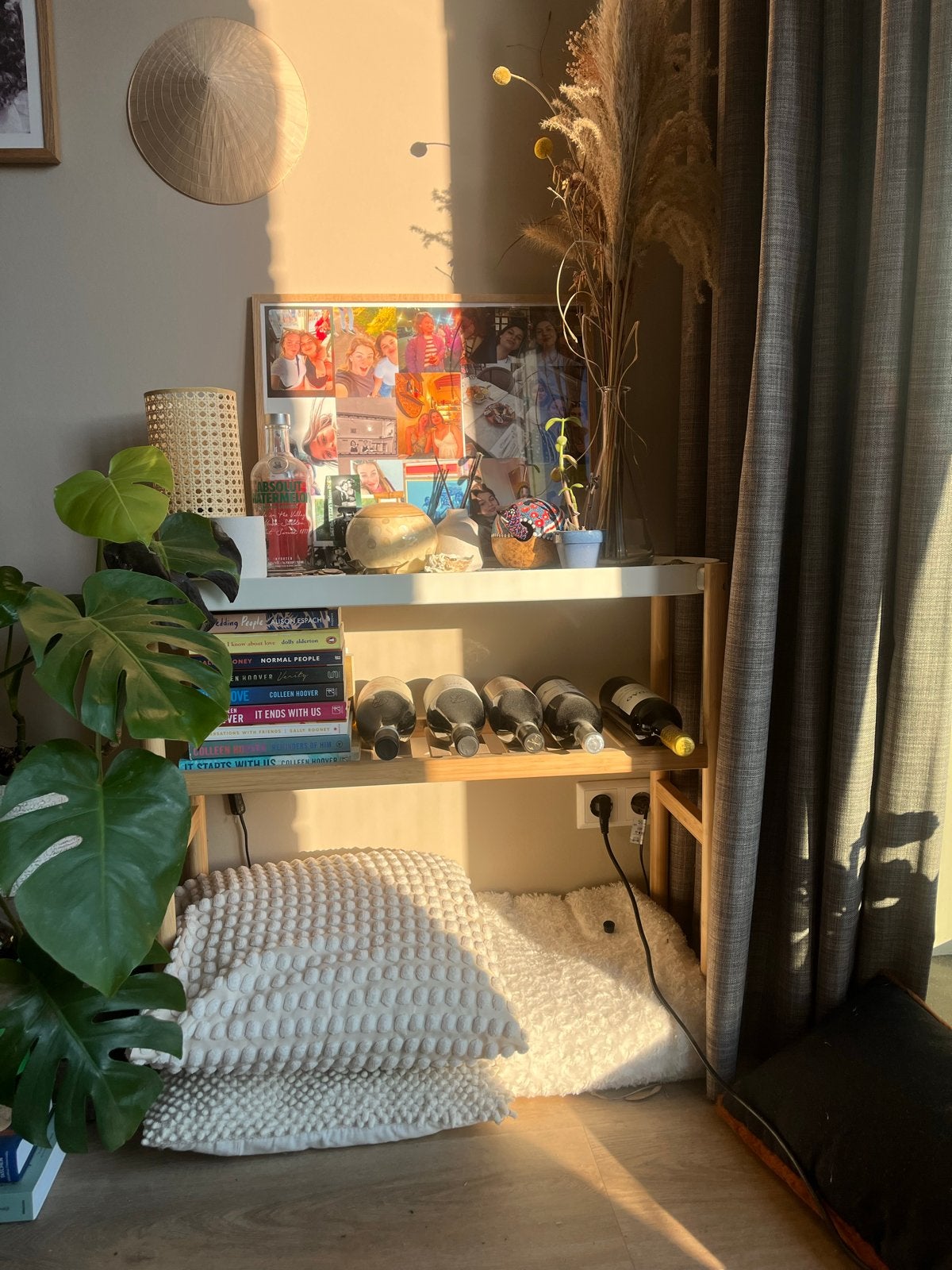 IKEA SATSUMAS Plantenstandaard wit/bamboe - 70 cm, Ophalen, Hout, Gebruikt, Wit
