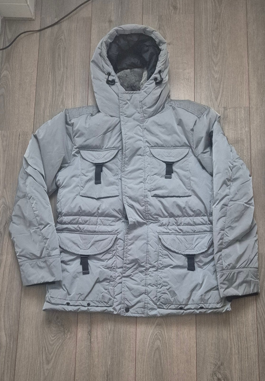 Peuterey donsjas met bontkraag - Maat XL, Maat 56/58 (XL), Ophalen of Verzenden, Zo goed als nieuw, Grijs