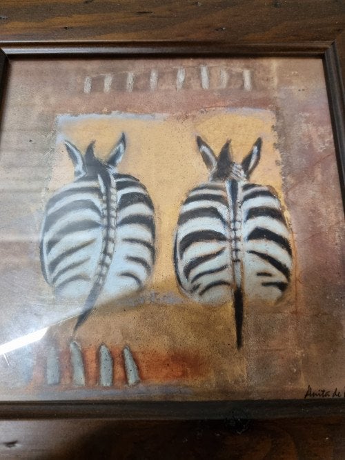 prent zebra's in houten lijst met glas, Ophalen of Verzenden, 'T Olde Gre-j, Info@toldegrej.nl, Endepoelstraat 20f Didam
