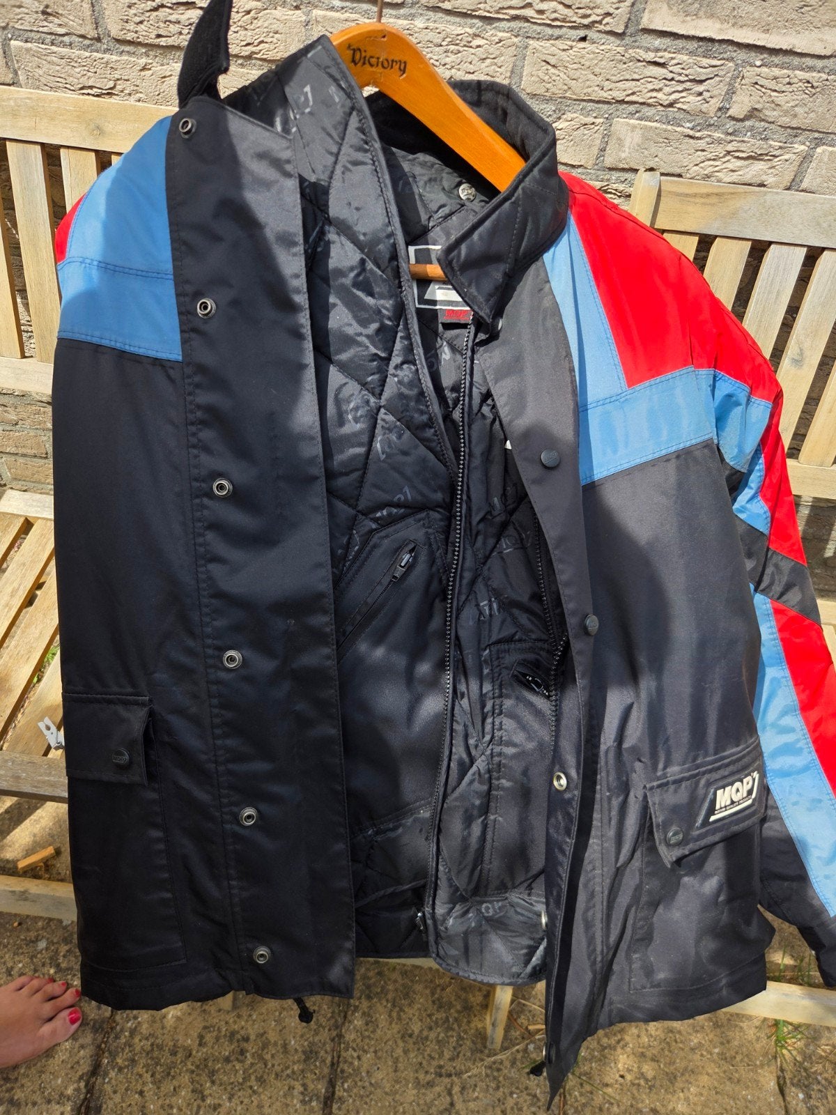MQP Motorjas Textiel Zwart/Rood/Blauw Maat L, Motoren, Kleding | Motorkleding, Jas | textiel, Heren, MQP, Ophalen of Verzenden
