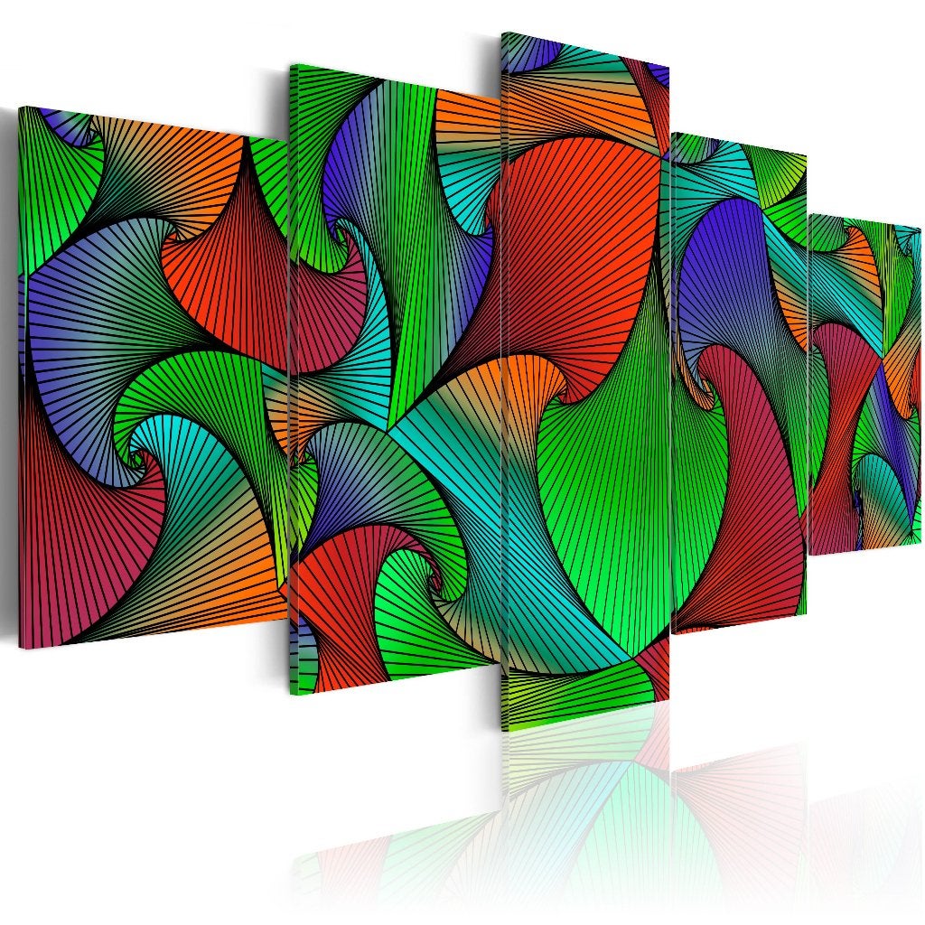 129 Abstract Colors XXL 5 Luik Canvas Schilderij 200x100cm, Ophalen of Verzenden