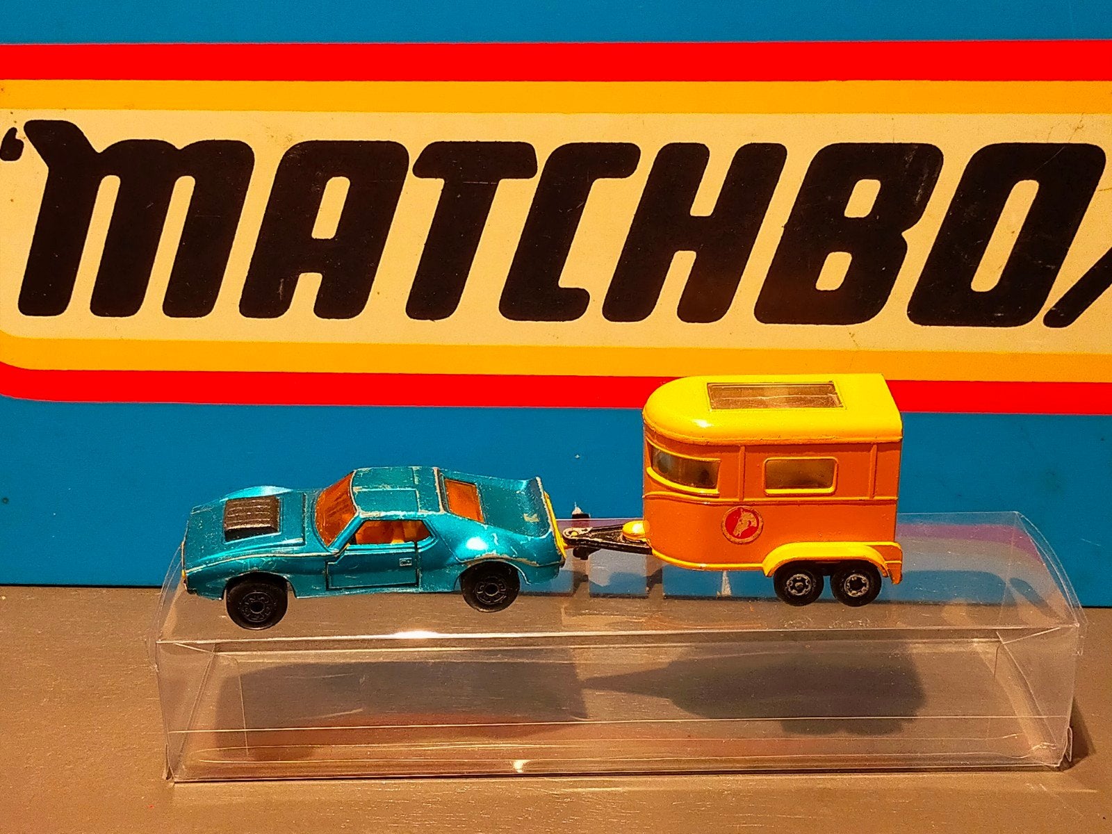 Lesney Matchbox TwoPack 3 Pony trailer set, Ophalen of Verzenden, Gebruikt, Hijskraan, Tractor of Landbouw, Matchbox