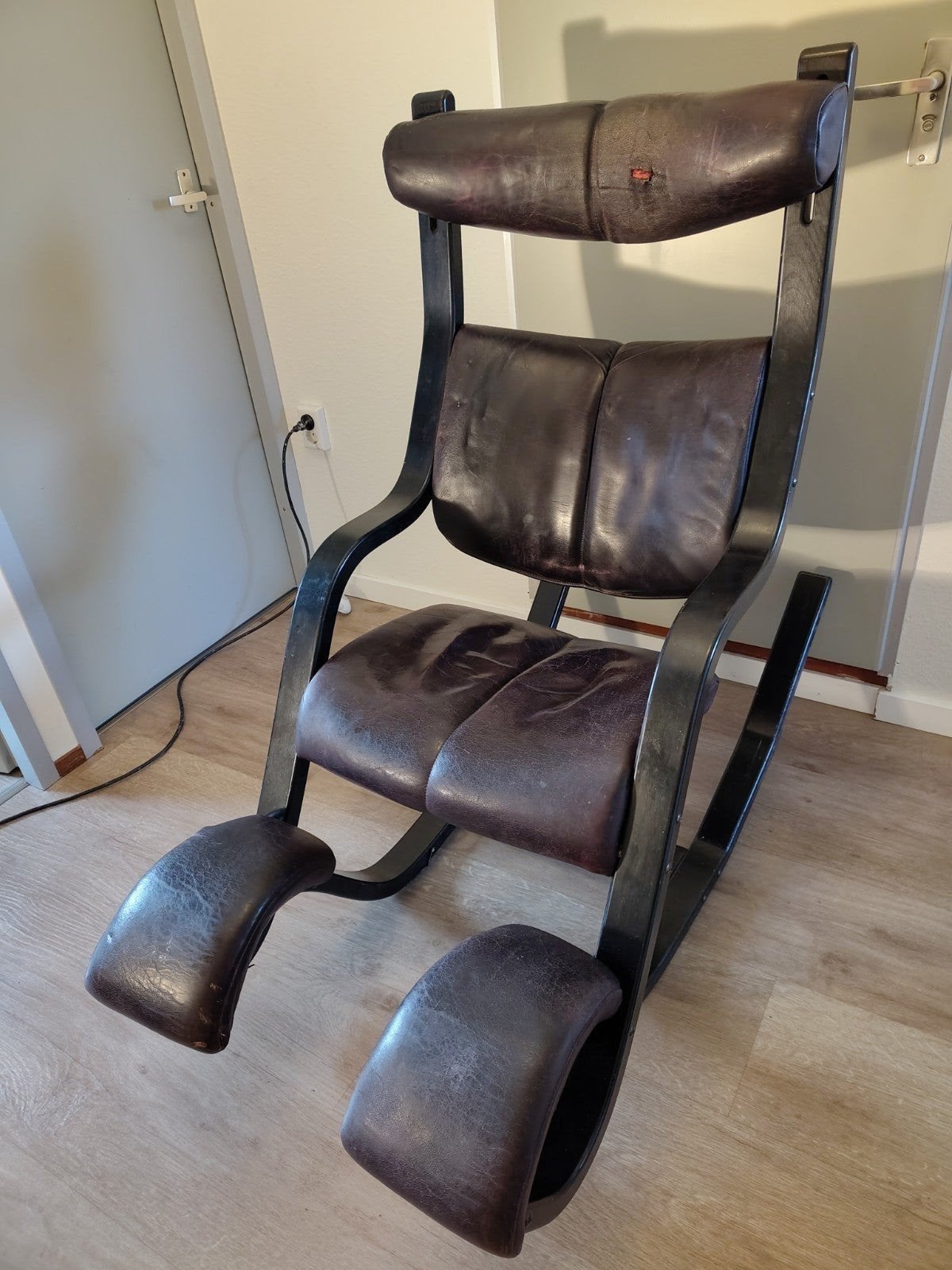 originele Stokke Gravity /Vintage leren schommelstoel, bruin, Ophalen, Gebruikt, Bruin, Vintage