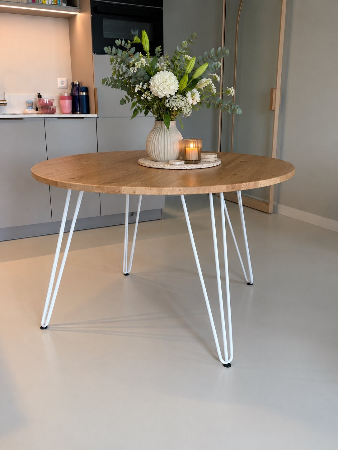 Allon Dery Eikenhouten Ronde Tafel - 118cm Diameter, Ophalen, Gebruikt, 100 tot 150 cm, Vier personen