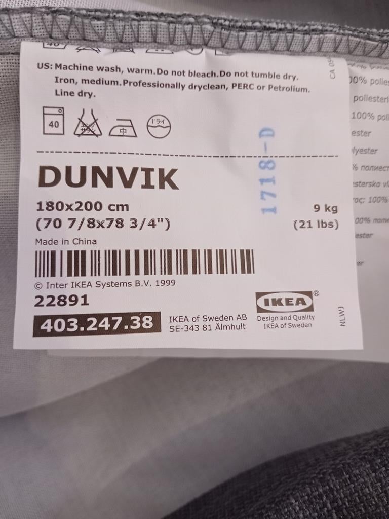 Dunvik Ikea. Hoofdbord stof voor Ikea boxspring lichtgrijs, Ophalen of Verzenden, Grijs, 160 cm, Nieuw