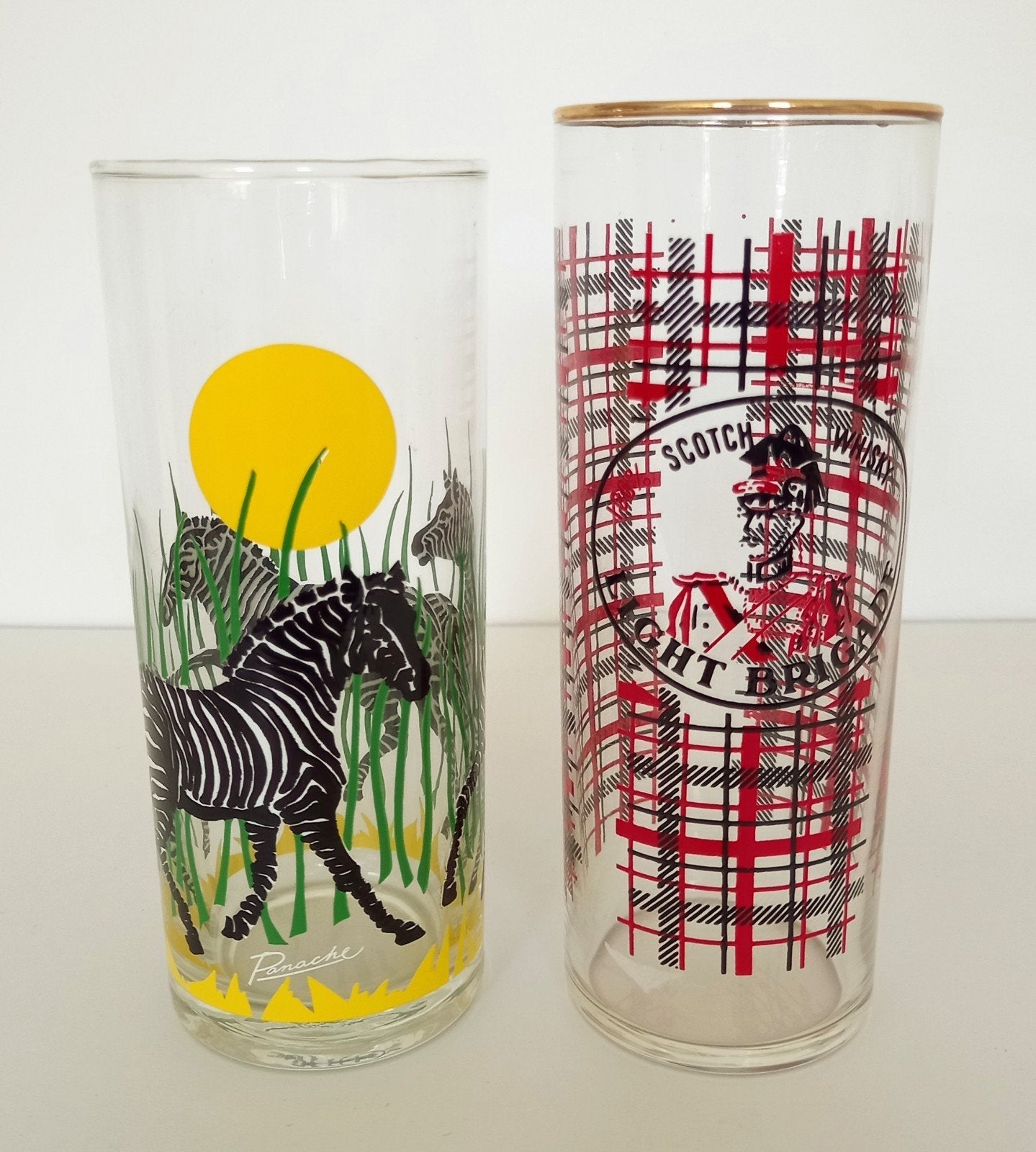 2 vintage longdrink glazen Panache/whiskey Light Brigade, Ophalen of Verzenden, Zo goed als nieuw, Overige typen
