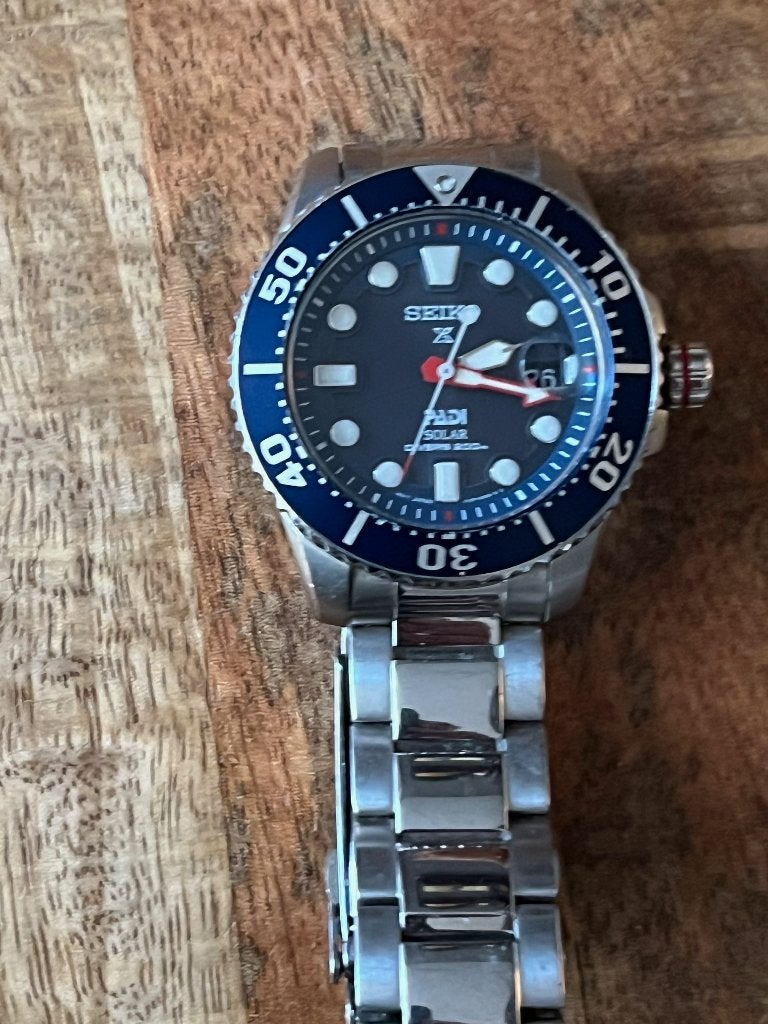 Seiko PADI Solar duikhorloge SNE591P1, Gebruikt, Staal, Polshorloge, Ophalen of Verzenden