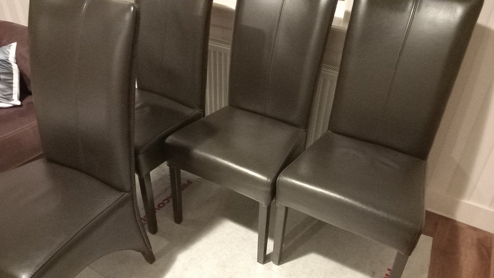 Set van 4 leren eetkamerstoelen in goede staat, Huis en Inrichting, Ophalen, Gebruikt, Bruin, Leer